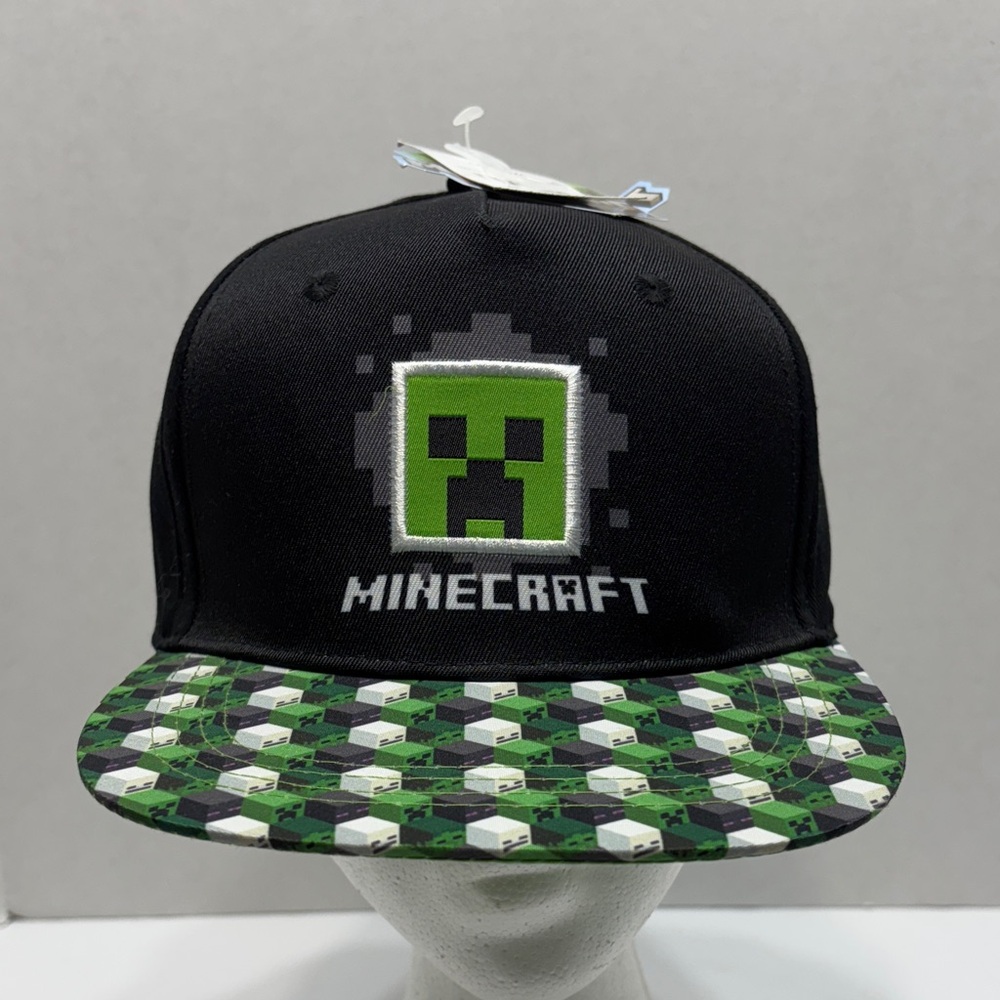 Minecraft Kids Creeper Black and Green Baseball Cap Hat New With Tags